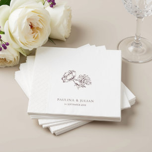White & Burgundy Elegant Floral Wedding Napkin