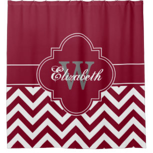 White Burgundy LG Chevron 1ICBR Name Monogram
