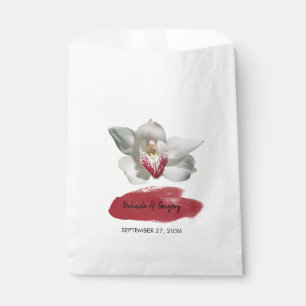 White Burgundy Orchid Wedding  Favour Bag