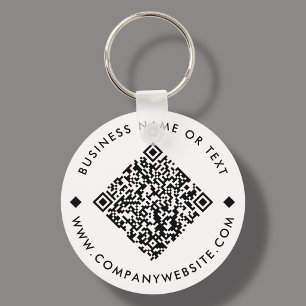 White Business Custom QR Code Keychain