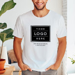 White Business Logo Company Name Promo T-Shirt<br><div class="desc">Keep it clean and classic with this white tee featuring a customizable logo area and editable text for your business name, slogan, website, or location. The front-only design on a crisp white background lets your branding take centre stage at events, team outings, and everyday staff wear. Upload your logo and...</div>
