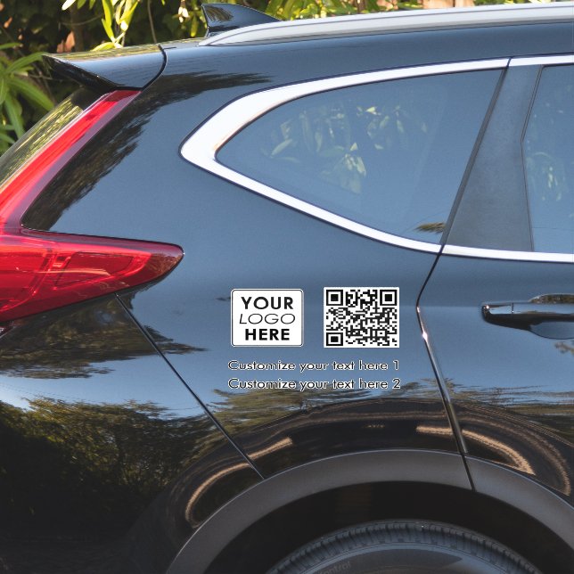 White Business Logo Company Simple QR Code Text  (Car Side)