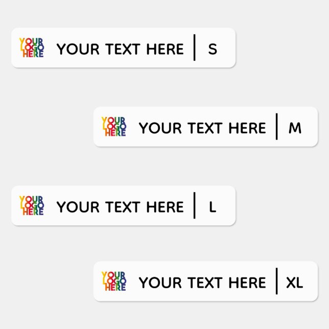 White Business Logo Fabric Clothing Labels Sizes (Group)