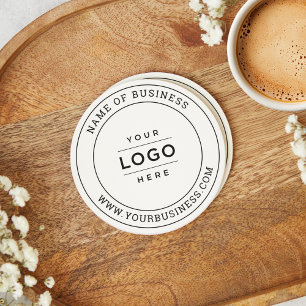 White Business Logo Promotional Company Name Round Paper Coaster
