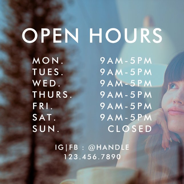White Business Opening Hours Simple Professional Window Cling (Creator Uploaded)