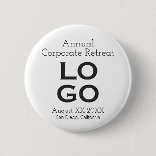 White Business or Corporate Event Custom Logo 2 Inch Round Button