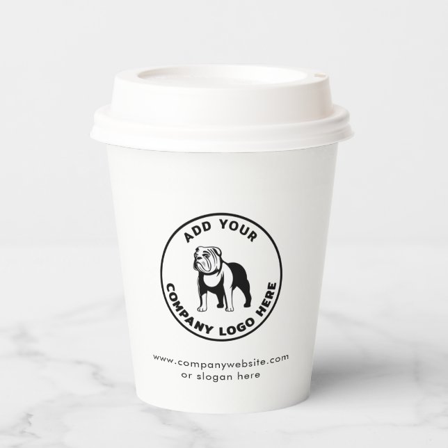 White Business Vet Tech Minimalist Custom Logo Paper Cups (Front)