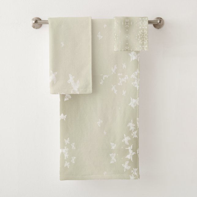 White Butterflies Bath Towel Set (Insitu)