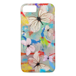 White Butterflies Paint Drips and Brush Strokes Case-Mate iPhone Case
