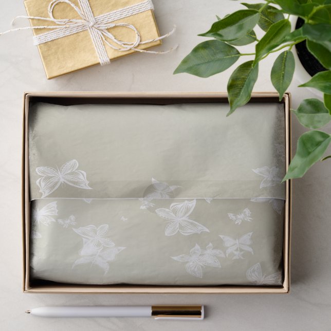 White Butterflies Tissue Paper (Gift)