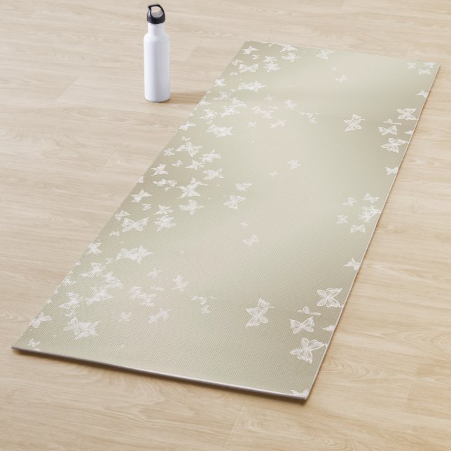 White Butterflies Yoga Mat (In Situ)