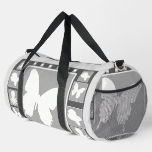 White Butterfly  All Purpose Travel Gym Weekend  Duffle Bag