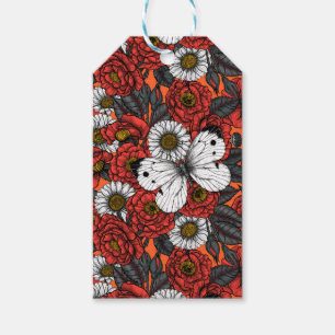 White butterfly and roses gift tags