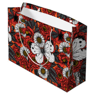 White butterfly and roses large gift bag