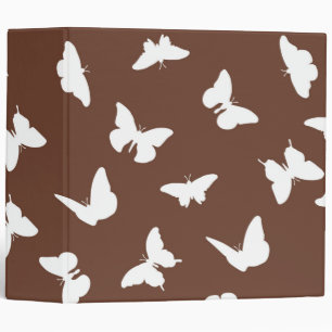 White Butterfly Brown Background Cute Aesthetic Binder
