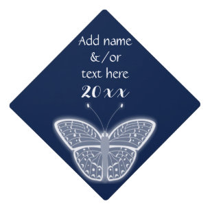 White Butterfly • Choose Colour • Add Name/Tex Graduation Cap Topper