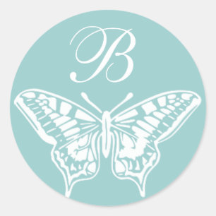 White Butterfly Customizable Monogram sticker