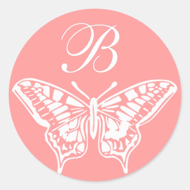White Butterfly Customizable Monogram sticker (Front)