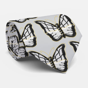 White Butterfly Design Tie