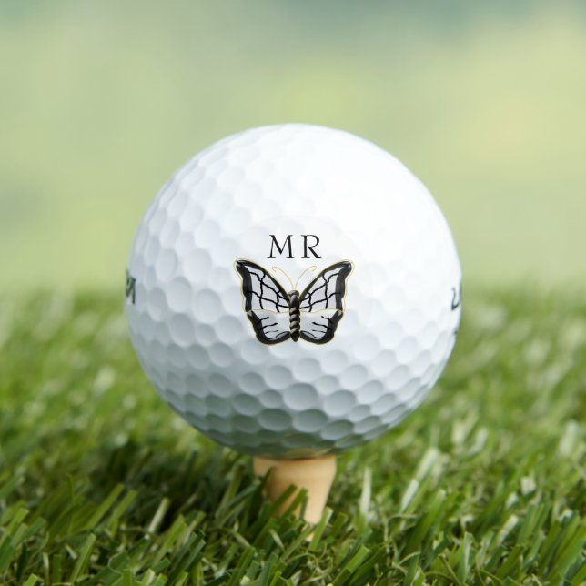 White Butterfly Monogrammed Golf Balls (Insitu Tee)