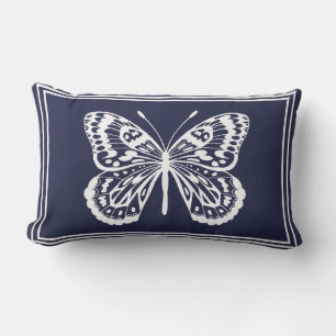 White Butterfly Outline & Double Frame Lumbar Pillow