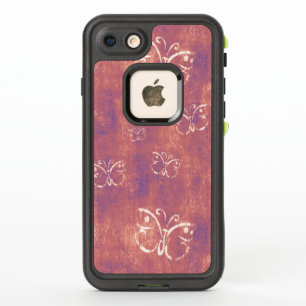 White Butterfly Pattern on Purple and Pink