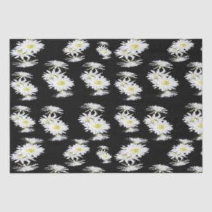 White Cactus Flowers On Black, Tissue Paper