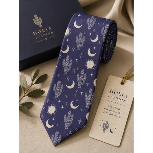 White Cactus Pattern Tie