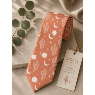 White Cactus Pattern Tie