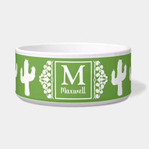 White Cactus Silhouettes & Scrolls   Monogram