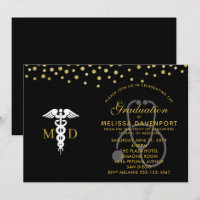 White Caduceus and Stethoscope Doctor Graduate
