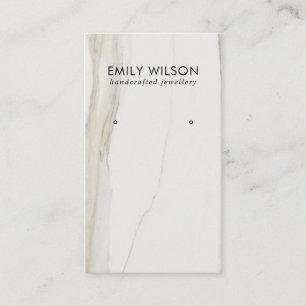 WHITE CALACATTA MARBLE TEXTUR STUD EARRING DISPLAY BUSINESS CARD