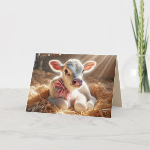 White Calf In Barn Stall Card