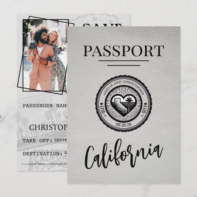 White California Passport Save The Date (Front/Back)