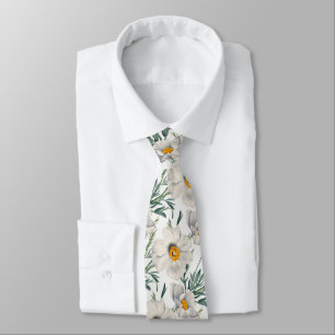 White California Tree Poppy Flowers Pattern Tie