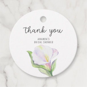 White calla - bridal shower thank you favour tags