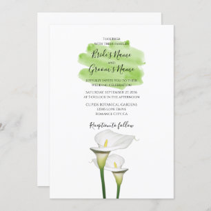 White Calla Lilies Aquarelle Mariage Invitations