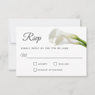 White Calla Lilies Floral Wedding RSVP