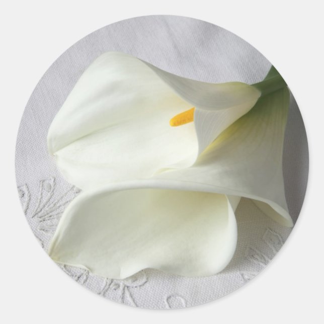 white calla lilies on decorative cloth stickers (Front)