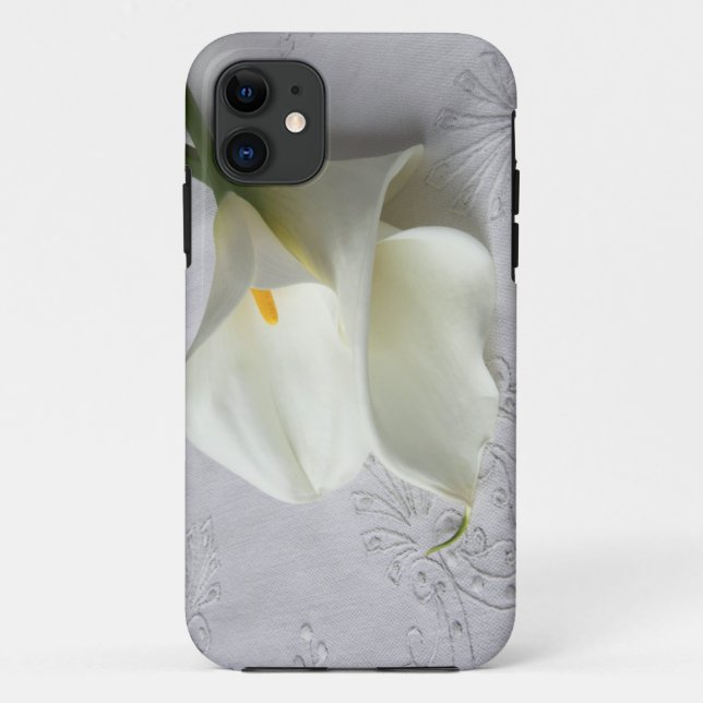 white calla lilies on linen iphone4 ID case (Back)