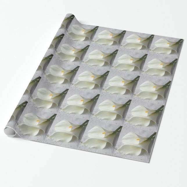 white calla lilies on linen wrapping paper (Unrolled)