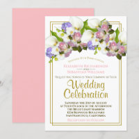 White Calla Lilies & Pink Rosebuds Spring Wedding