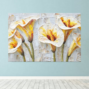 White Calla Lilies Textured Abstract Wall Art