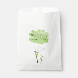 White Calla Lilies Watercolor Wedding Favour Bag