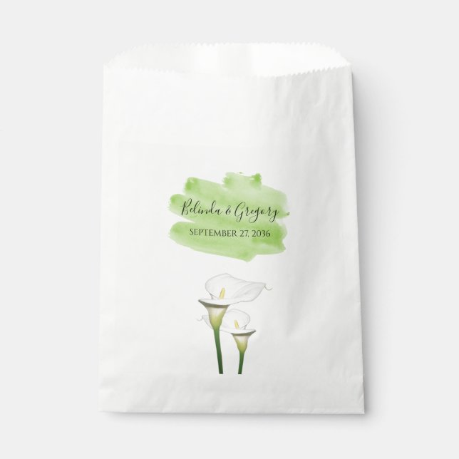 White Calla Lilies Watercolor Wedding  Favour Bag (Front)