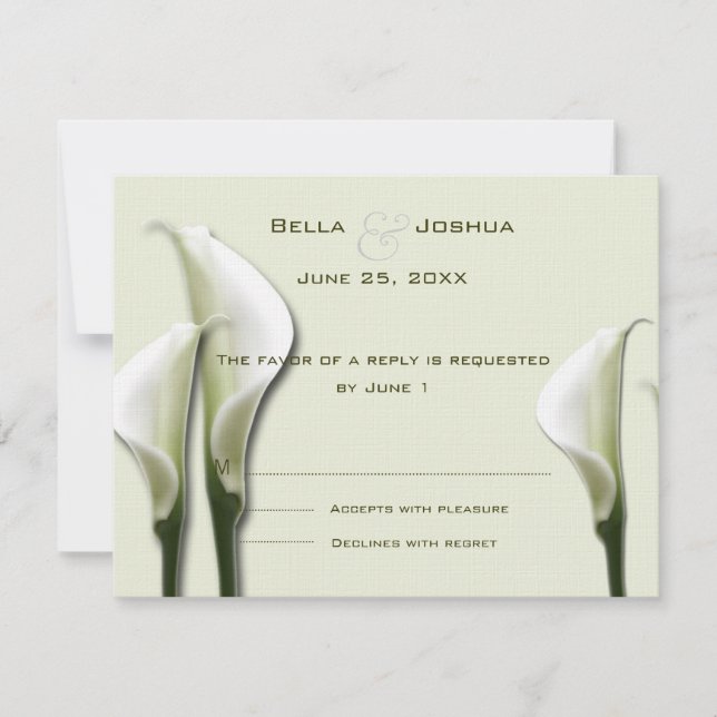 White Calla Lillies RSVP Card (Front)