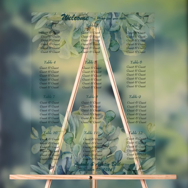 White Calla Lily and Eucalyptus  Acrylic Sign (Neutral)