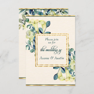 White Calla Lily and Eucalyptus Save The Date