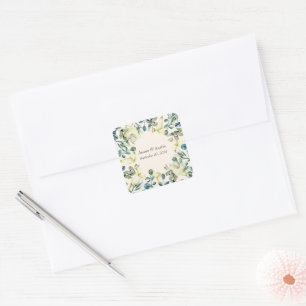 White Calla Lily and Eucalyptus  Square Sticker