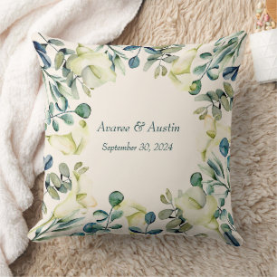 White Calla Lily and Eucalyptus  Throw Pillow